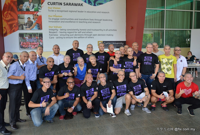  Photo: Curtin Sarawak students and staff with shaven heads after the 2014 Satellite Shave. 
