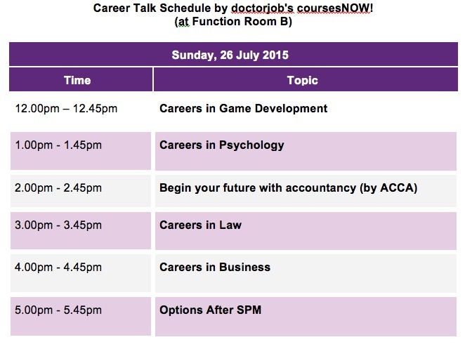 2015career talk schedule