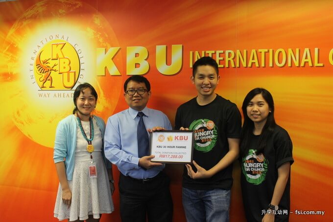 “KBU饥饿30 DIY 营-营造希望，童梦成真”，成功筹集RM 17,288 款项！所筹集善款全数捐赠予世界宣明会。