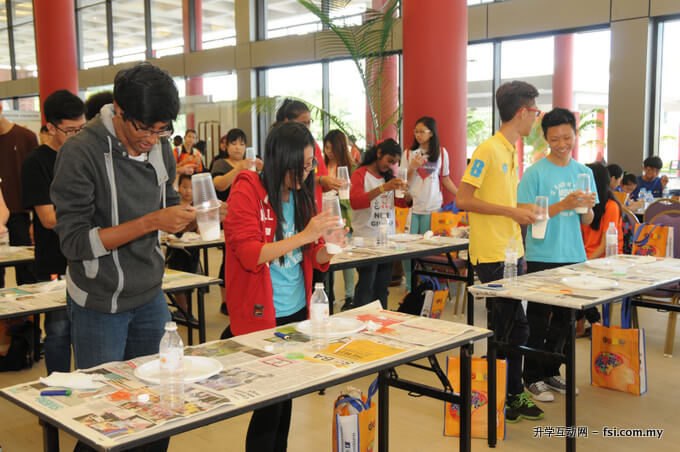 A group of students at the science exhibition.