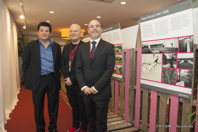 Mr. Tatsun Hoi, Dr. Eric Leong and Mr. Rolf Ott at “The Swiss Touch in Landscape Architecture” exhibition launch.