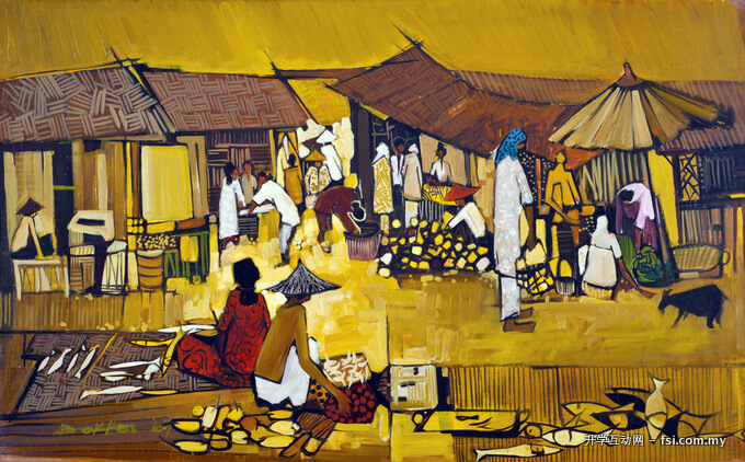At The Market (1967) by Tay Bak Koi. 