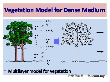 Modelling dense vegetation with distribution of scatterers.