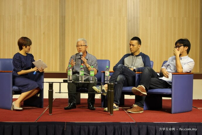 陈文贵（右起）、叶剑锋和郭清江，在主持人黄子旎（左）访问下畅谈大马媒体趋势。