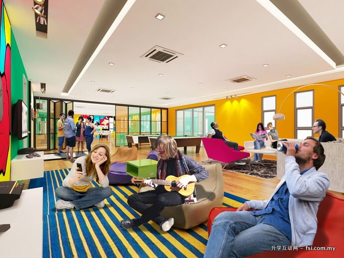 兴建中的校舍附设学生活动中心，为学生提供舒适的交友和休闲空间（示意图）。