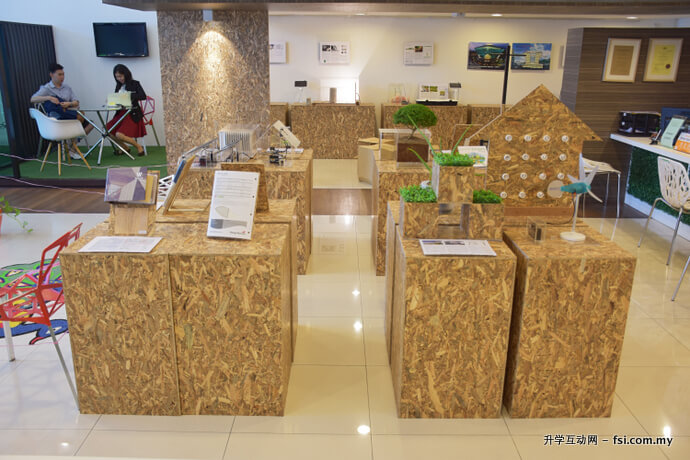 生态科技展览厅（EcoTech Gallerey）中每项绿色产品特写。
