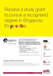 Study@ psb academy Singapore - Receive a S$16,000study grant* to pursue a recognised Engineering degree awarded by University of Newcastle, Australia