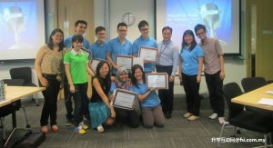 Malaysia's team posing for a group picture along with their mentors and certificates after the 2013 ASEAN-level ABC