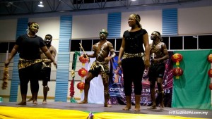 African students performing a cultural dance.