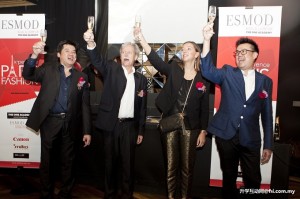 Mr. Tatsun Hoi, Principal of The One Academy; Mr. Jean-Pierre Galland, Cooperation and Cultural Action Attaché of the Embassy of France in Malaysia; Ms. Anne Viallon, International Director of ESMOD International and Mr. Tan Chin Wee, The One Academy Group Executive Director toasted to all the guest after the conclusion of this successful fashion show.