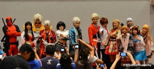 All cosplayers posing for a group photograph